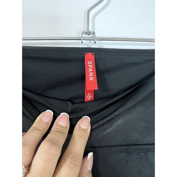 Spanx Black Velvet Skinny Stretchy Leggings High Rise Size S - Picture 5 of 7